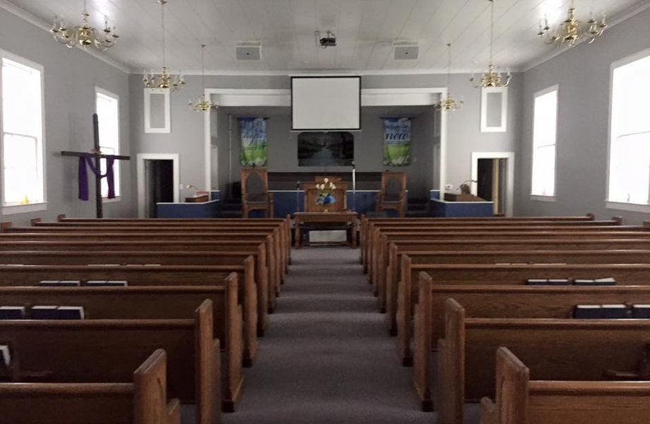 Repainted church sanctuary interior
